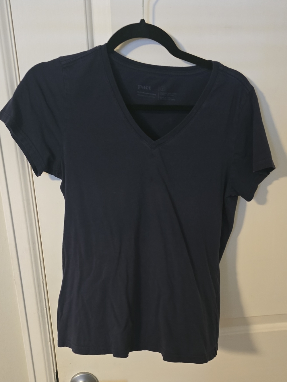 Pact Women's Dark Navy V-Neck Short Sleeve Tee